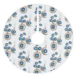 クリスマスジュエリーツリーブルーブラックブライトムーン ブラッシュドポリエステルツリースカート