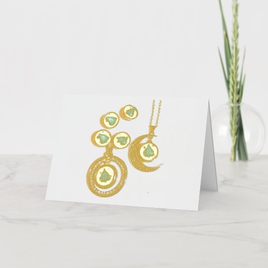 クリスマスジュエリーツリーブルーブラックブライトムーン 箔シーズンカード (正面)