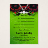 クリスマスジュエリーNレースファッションレッドグリーンギフトカード (裏面)