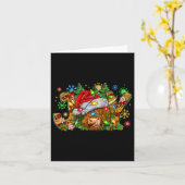 クリスマスジョイかわいいハイランドカウサンタ帽Xma カード (黄色い花)