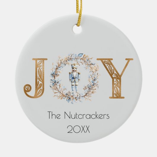 クリスマスジョイくるみ割り水カラー写真 セラミックオーナメント (正面)