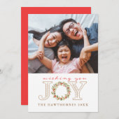 クリスマスジョイウォーターカラーリースフォトカード シーズンカード (正面/裏面)