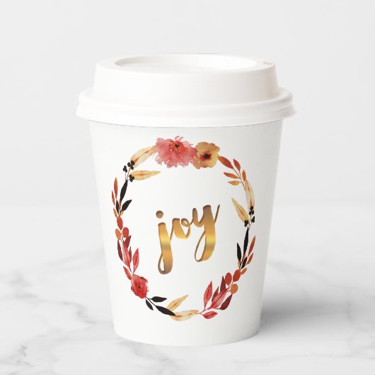 クリスマスジョイウォーターカラーリースID292 紙コップ (正面)