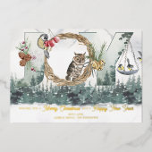 クリスマスジョイウッドランドフォレスト自然金ゴールド 箔シーズンカード (正面)