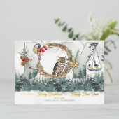 クリスマスジョイウッドランドフォレスト自然金ゴールド 箔シーズンカード (立ち正面)