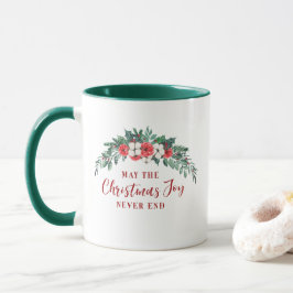 クリスマスジョイエバーグリーンブーケホリデーコーヒー マグカップ