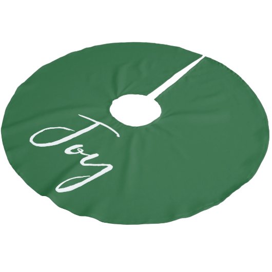 クリスマスジョイエメラルドグリーンスクリプトタイポグラフィ ブラッシュドポリエステルツリースカート (アングル)