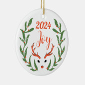 クリスマスジョイカスタムズファミリーフォトホリデー セラミックオーナメント (右)