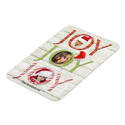 クリスマスジョイカスタムフォトホリデー マグネット (左側)