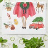 クリスマスジョイキッチンタオル キッチンタオル (折り畳み)