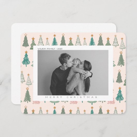 クリスマスジョイクリスマスファミリー写真 シーズンカード (正面/裏面)