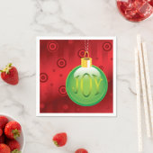 クリスマスジョイグリーンオーナメントホリデーレッドクリスマス スタンダードカクテルナプキン (インサイチュ)