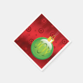 クリスマスジョイグリーンオーナメントホリデーレッドクリスマス スタンダードカクテルナプキン (角)