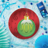 クリスマスジョイグリーンオーナメントホリデーレッドクリスマス ペーパープレート (パーティー)