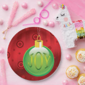 クリスマスジョイグリーンオーナメントホリデーレッドクリスマス ペーパープレート (パーティー)