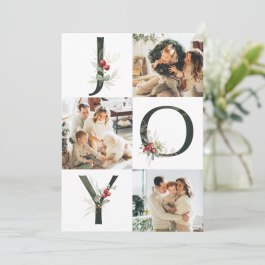 クリスマスジョイコラージュ3フォトホリデーカード シーズンカード (スタンド正面)