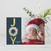 クリスマスジョイゴールドフォイルモダン両面フォト シーズンカード (スタンド正面)