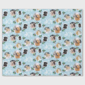 クリスマスジョイスノーフレークかわいいフォトコラージブルー ラッピングペーパー (フラット)