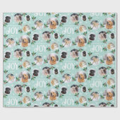 クリスマスジョイスノーフレークかわいいフォトコラージミント ラッピングペーパー (フラット)