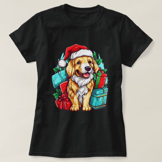 クリスマスジョイズウィズゴールデンレトリバーフェスティバル犬L Tシャツ (デザイン正面)