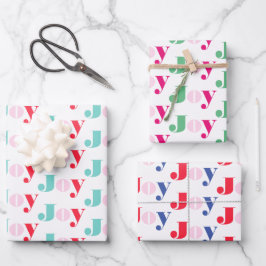 クリスマスジョイタイポグラフィ ラッピングペーパーシート