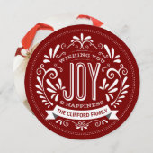 クリスマスジョイチョークアートラウンドフォトグリーティング シーズンカード (正面/裏面)