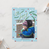 クリスマスジョイツリーのトリムと雪写真 カード (正面/裏面インサイチュ)