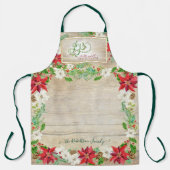 クリスマスジョイトゥワールドブルゴーニュPoinsettiaフローラ エプロン (正面)