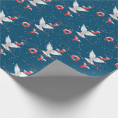 クリスマスジョイドーブオンブルー ラッピングペーパー (角)