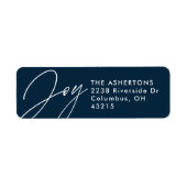 クリスマスジョイネイビーブルーホリデー差出人住所 ラベル (正面)