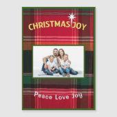 クリスマスジョイハッピーホリデイズプレイドマドラスマグネット (正面)