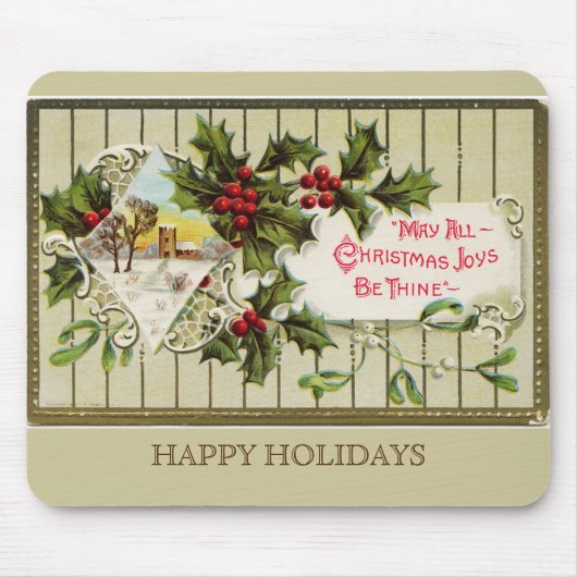 クリスマスジョイハッピーホリデーズマウスパッド マウスパッド (正面)