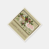 クリスマスジョイハッピーホリデー スタンダードカクテルナプキン (角)