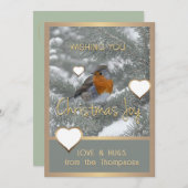 クリスマスジョイハートソンバードスノーエバーグリーンツリー シーズンカード (正面/裏面)