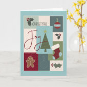 クリスマスジョイパッチワークキルトの外観 カード (黄色い花)