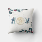 クリスマスジョイビーチ沿岸砂ドルブルーホリー クッション (裏面)