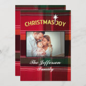 クリスマスジョイファミリーベビー乳児写真パーソナライズ シーズンカード (正面/裏面)