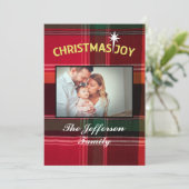 クリスマスジョイファミリーベビー乳児写真パーソナライズ シーズンカード (スタンド正面)