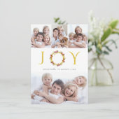 クリスマスジョイフォトコラージュ金ゴールドフェイクフォイルホリデイ シーズンカード (スタンド正面)
