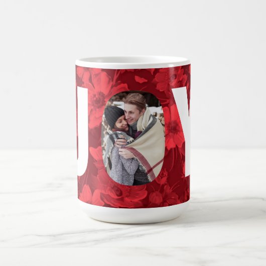 クリスマスジョイフォトビューティフルレッドフローラ コーヒーマグカップ (中央)