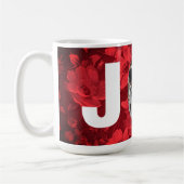 クリスマスジョイフォトビューティフルレッドフローラ コーヒーマグカップ (左)