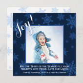 クリスマスジョイブルースノーフレークフェスティバルホリデーカード (正面/裏面)