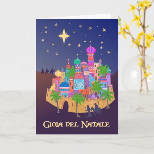クリスマスジョイベツレヘムイタリアングリーティングカード カード (黄色い花)