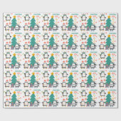 クリスマスジョイペンギンとホリデーツリー ラッピングペーパー (フラット)