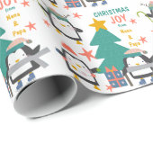 クリスマスジョイペンギンとホリデーツリー ラッピングペーパー (ロールコーナー)