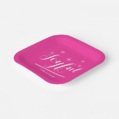 クリスマスジョイホットピンクパーソナライズされたの名前シック ペーパープレート (傾斜あり)