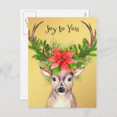 クリスマスジョイホリデーディアーイラストレーション シーズンポストカード (正面/裏面)