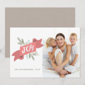 クリスマスジョイホリデーバナーフォトグリーティング シーズンカード (正面/裏面)