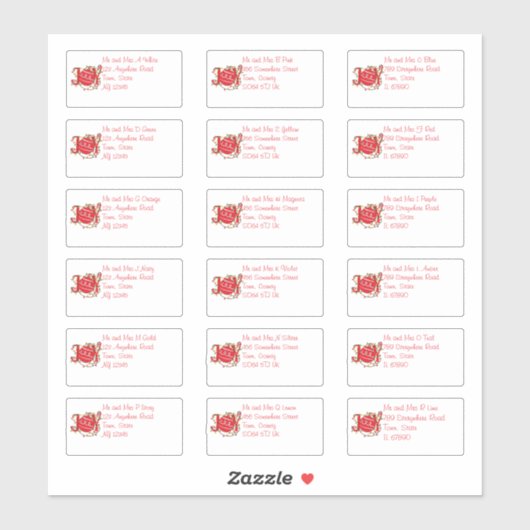 クリスマスジョイボーブル個人名と住所 シール (シート)