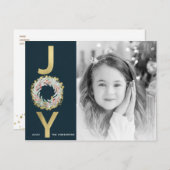 クリスマスジョイリースゴールドフォイルモダン写真 シーズンポストカード (正面/裏面)